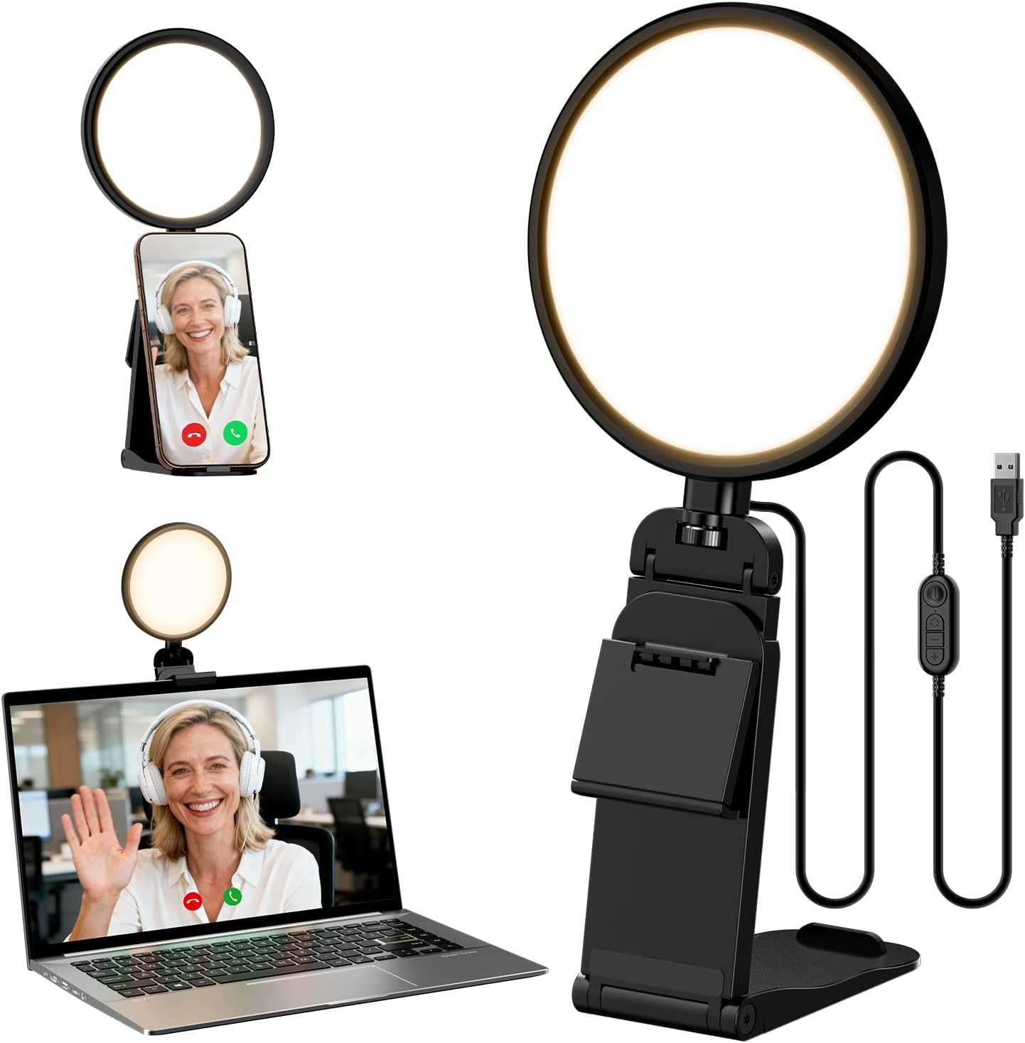 5" Ring Light for Computer, Eye-Caring & Flicker-Free Lighting for Zoom Meetings, Video Call, Recording, Streaming, Portable Light for Laptop, Monitor & Webcam with 50 Modes (3000K-6500K) CRI>97.8