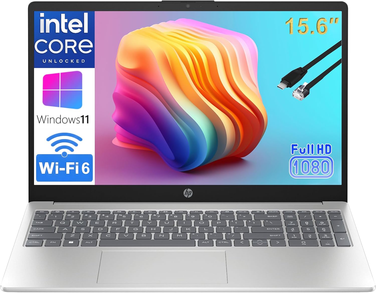 HP Essential 15.6” 2026 Laptop for Students & Professionals, Intel 4-Core N100, 8GB RAM, 256GB SSD, FHD Display, All-Day Battery Life, Office 365, Portable Lightweight Design, Windows 11, Type-C RJ45