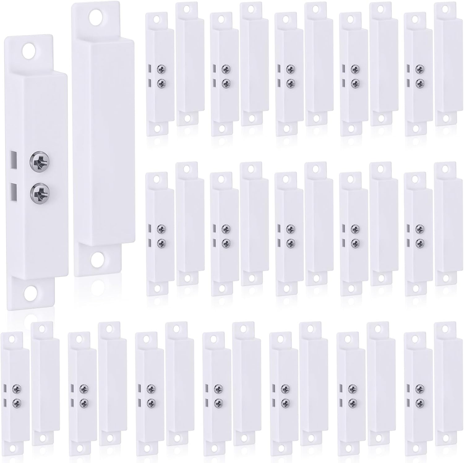 Tellegloww 20 Sets Nc Wired Surface Mounted Alarm Magnetic Door Alarm Contact Sensor Door Window Reed Switch Sensor with Double Side Tape for Security