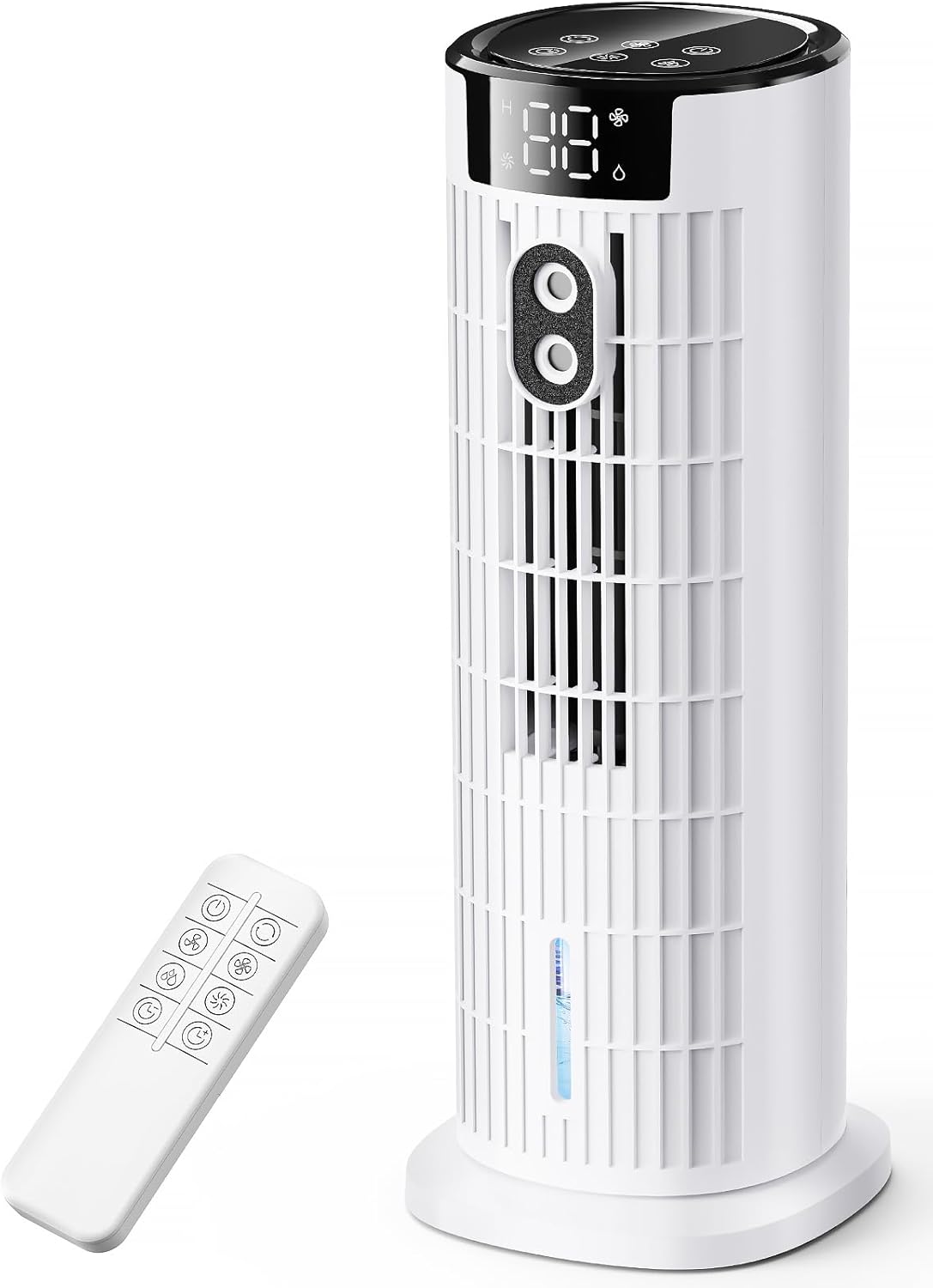 Portable Air Conditioners,2026 Upgraded DC Motor, 25ft/s High Velocity,1000ML Tower Fan with Remote,3 Wind Speeds&Turbo Mode,2 Mist,10H Timer,90° Oscillating Cooling fan for Home,Office(White)