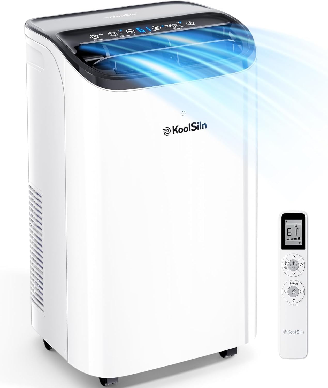 14,000 BTU Portable Air Conditioner Cools Up to 700 Sq.Ft, Auto-Evaporation Low Noise Portable AC Unit with Remote Control Fits for Large Room, Office, Garage, White