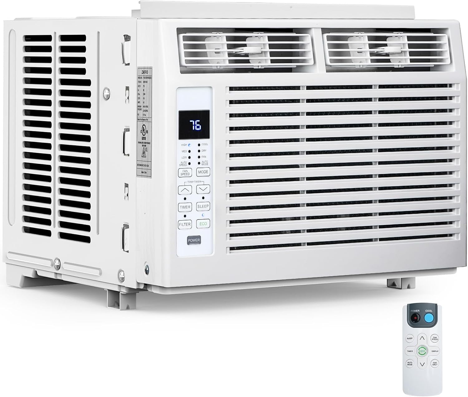 Electactic Window Air Conditioner 6,000 BTU, Window Type AC Unit with Cooling, Dry Mode, 4 Fan Speeds, 24-H Timer, Sleep Mode, Cooling for 250sq.ft Bedroom, Living Room, Office