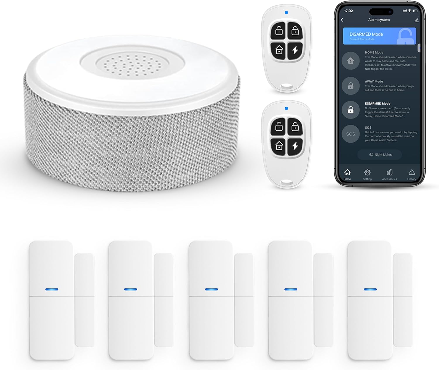 WiFi Door Alarm System, Wireless DIY Smart Home Security System, with Phone APP Alert, 8 Pieces-Kit (Alarm Siren, Door Window Sensor, Remote), Work with Alexa, for House, Apartment, by tolviviov