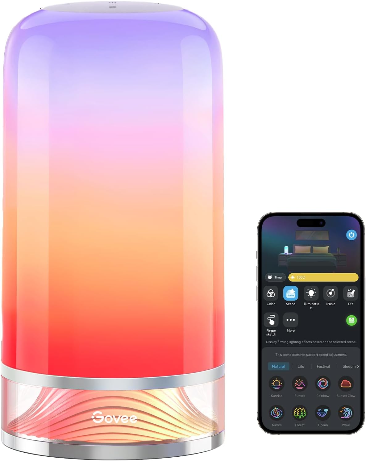 Govee RGBIC Smart Table Lamp 2, Touch Bedside Small Table Lamp Compatible with SmartThings, Matter, Alexa, Desk Lamp with 64 Scene Modes, Nightstand Lamp for Bedroom Living Room Night Light(Corded)