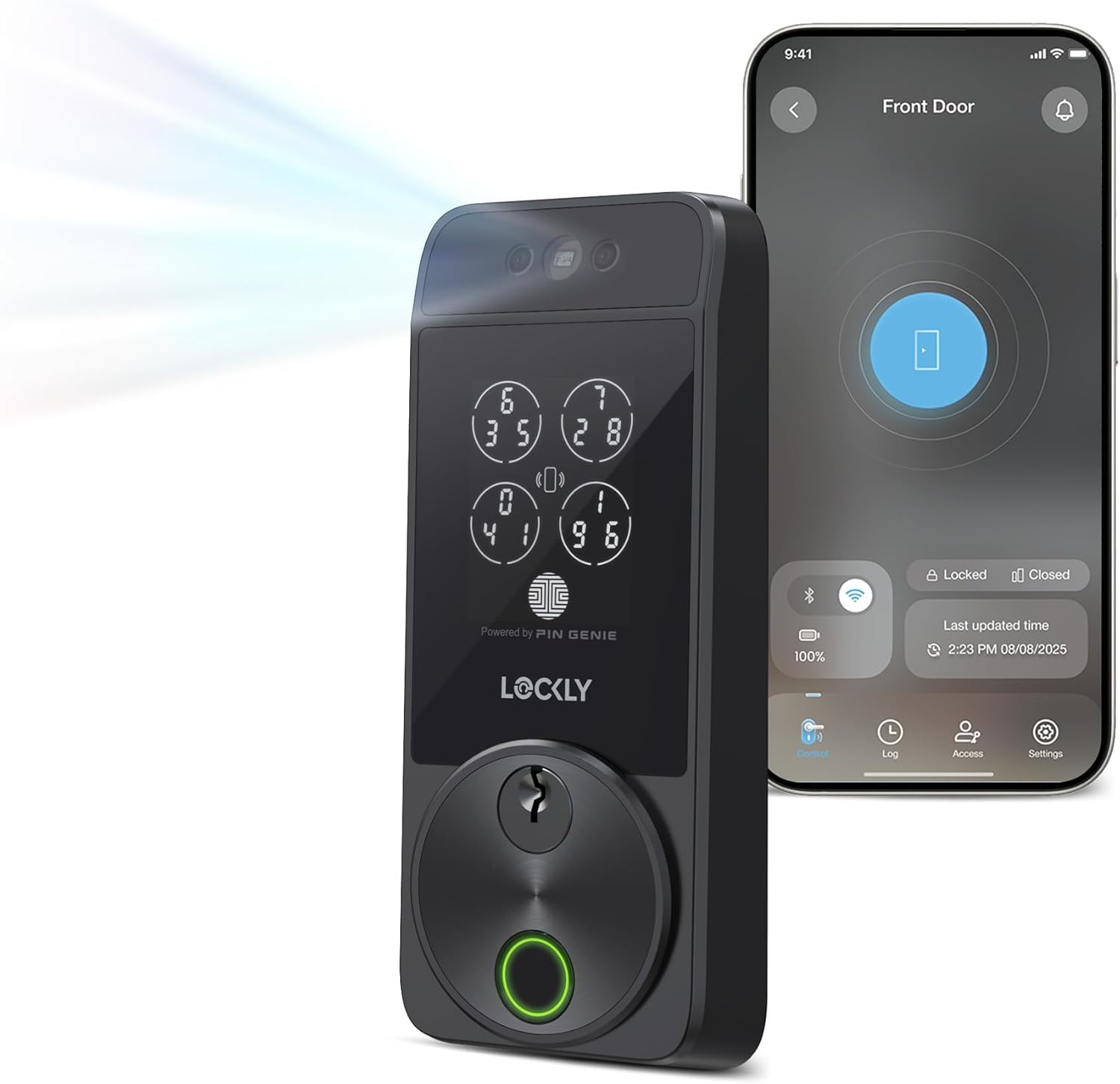 Lockly Visage Zeno Series Smart Lock, Facial Recognition & Fingerprint Keyless Entry Door Lock, Built-in Wi-Fi Deadbolt with Apple Home Key, PIN Genie Keypad, App Remote Control (Matte Black)