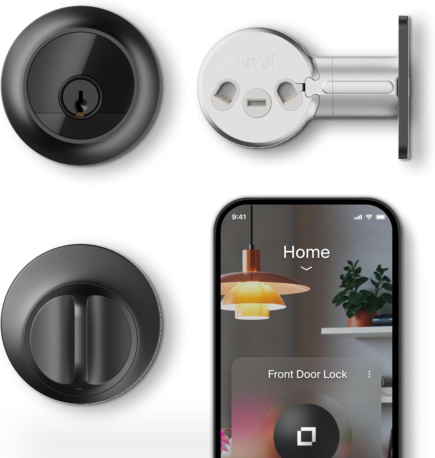 Level Lock Pro - World’s Smallest, Fastest, Innovative Smart Lock - Matter-Over-Thread Deadbolt Plus Apple Home Key - Keyless & Remote Access via Apple, Alexa, Google Home, SmartThings (Matte Black)