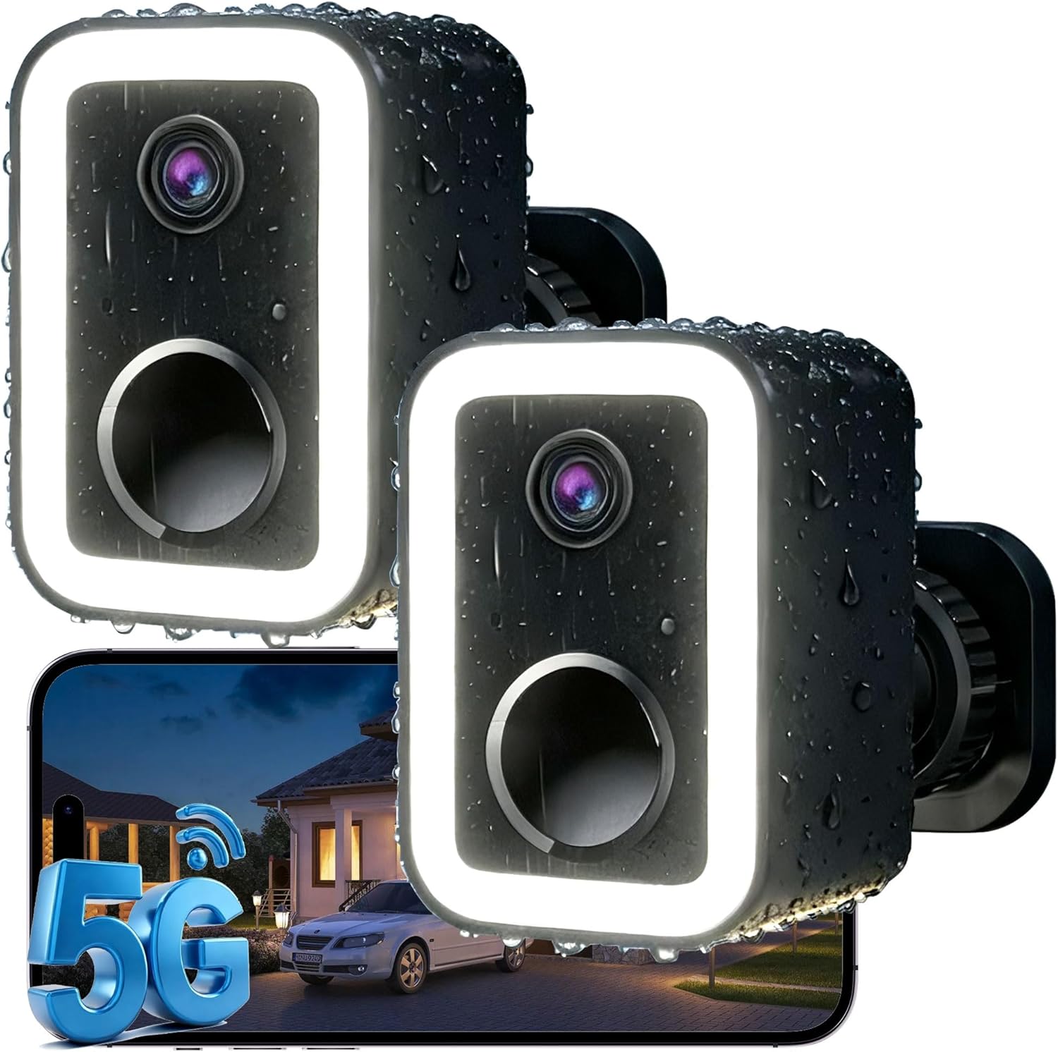 【2 Pack】Security Cameras Wireless Outdoor, Color Night Vision Even in the Dark, Crime Prevention with AI Motion Detection & Spotlight Siren Alarm, 2-Way Audio Battery Powered Camera for Home Security