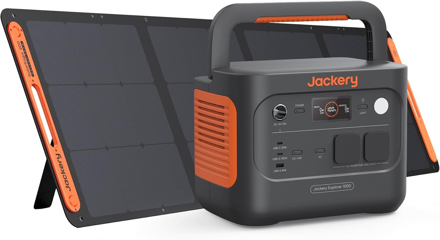 Jackery Solar Generator 1000 v2 with 200W Solar Panel,1070Wh Portable Power Station LiFePO4 Battery,1500W AC/100W USB-C Output, 1Hr Fast Charge for Outdoor,Off-Grid Living,RV,Emergency