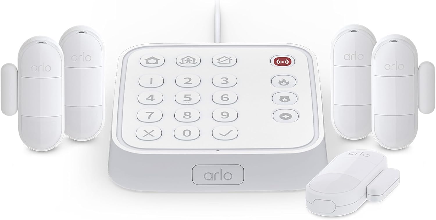 Arlo Home Security System - Alarm System with Wired Keypad Sensor Hub, 5 8-in-1 Sensors & Yard Sign - No Contract Required - DIY Installation - White, SS1501