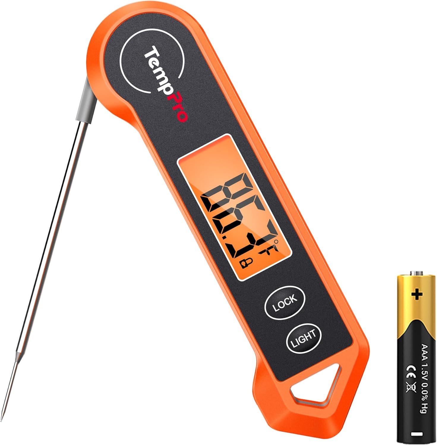 TempPro TP19H Digital Meat Thermometer for Cooking with Ambidextrous Backlit and Motion Sensing Kitchen Cooking Food Thermometer for BBQ Grill Smoker Oil Fry Candy Instant Read (Previously ThermoPro)