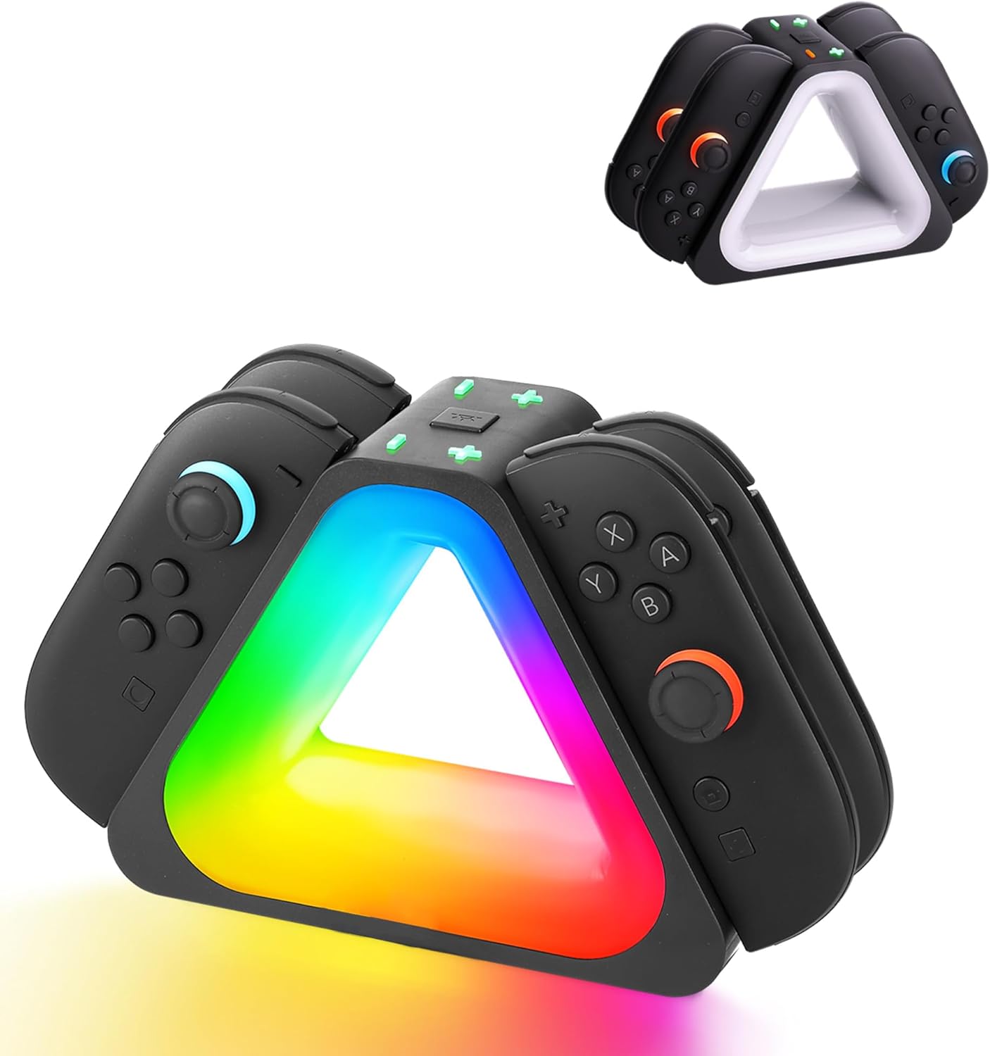 Charging Dock for Switch 2 JoyCons,Up to 4 Controllers Charger Station for Switch 2 with a USB Type-C Charging with 7 RGB Light Mode (Black)