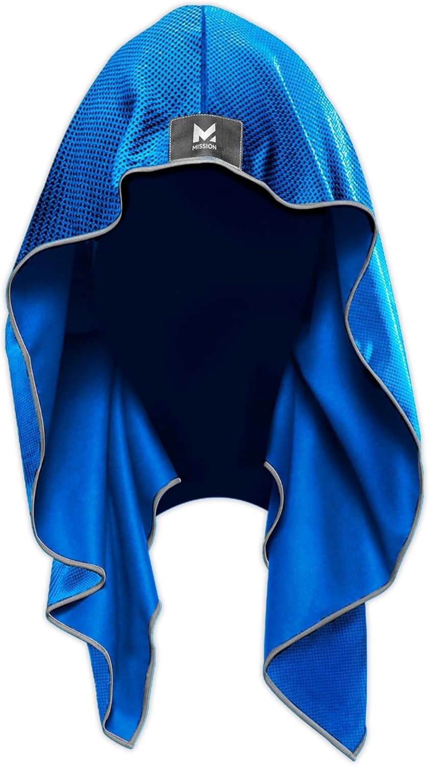 MISSION Cooling Hoodie Towel- Hood Towel, Evaporative Cool Technology, Cools Instantly When Wet, UPF 50 Sun Protection, Contours Your Head to Stay in Place, Great for Sports, Fitness, Gym