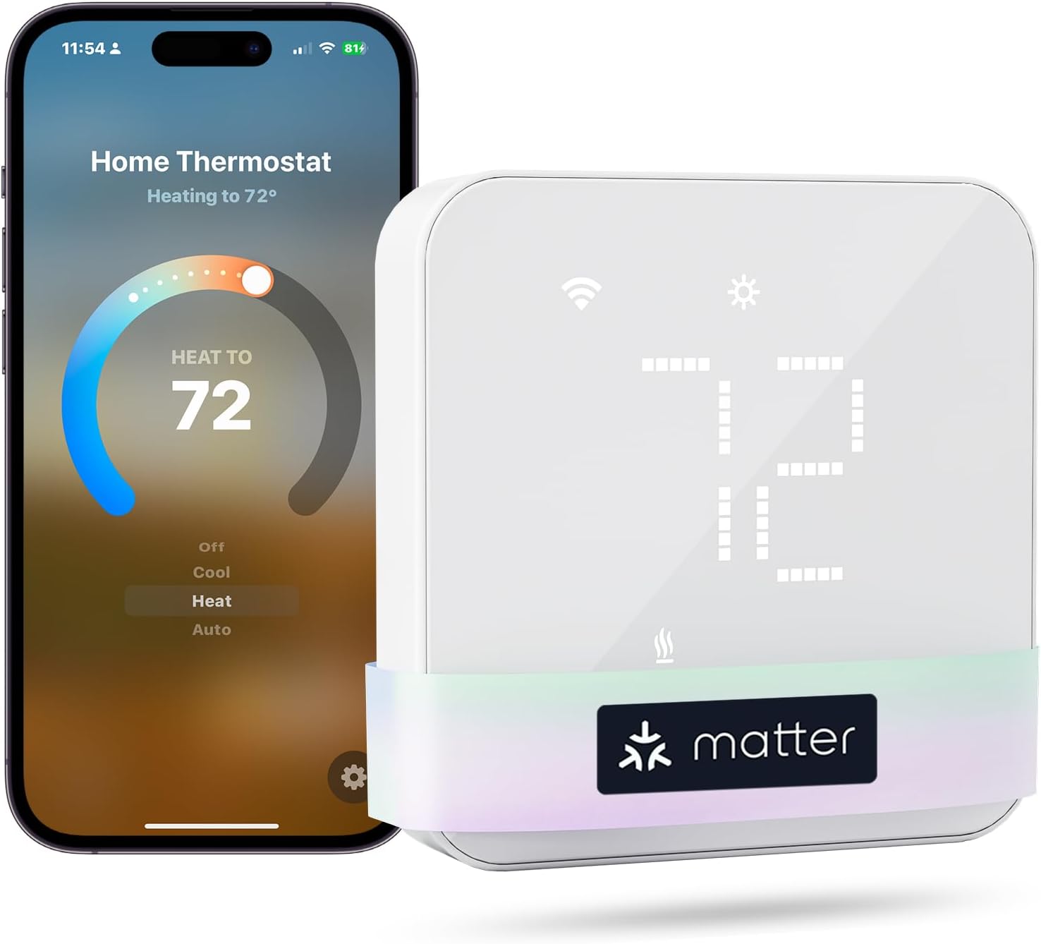 meross Smart Thermostat for Home, WiFi Thermostat Works with Matter, Alexa, Apple Home, Google Assistant, App & Voice Control, 7x24h Scheduling, Energy Saving, C-Wire Required