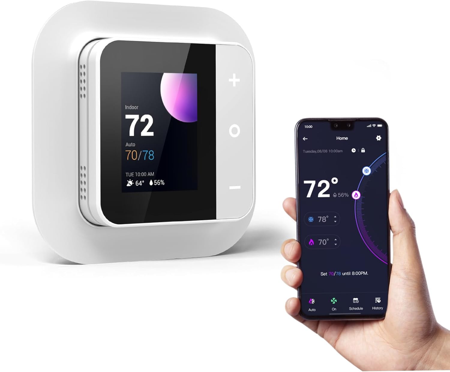 vine Smart Thermostat for House, WiFi Thermostats for Home Compatible with Alexa and Google Assistant, 7day x 8period Programmable, Energy Star Certified, C-Wire Required